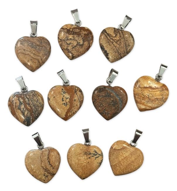 Pendentif Coeur Jaspe Paysage 20mm x10