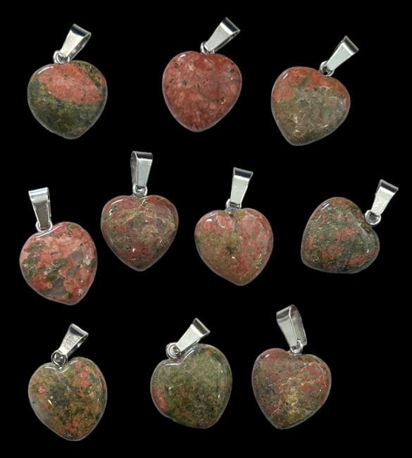 Pendentif Coeur Unakite 15mm x10