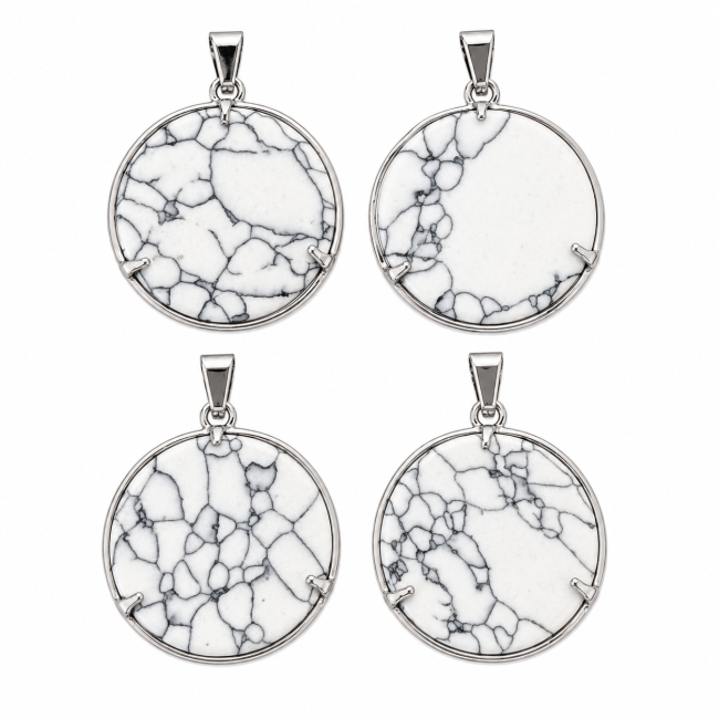 Pendentif Métal Fleur de Vie Effet Howlite 25mm x4 chez Arabesk|fr