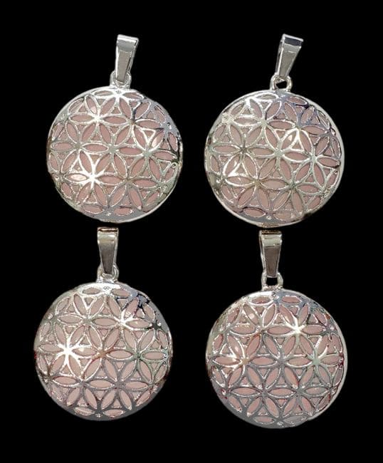 Pendentif Métal Fleur de Vie Quartz Rose A 25mm x4 chez Arabesk|fr