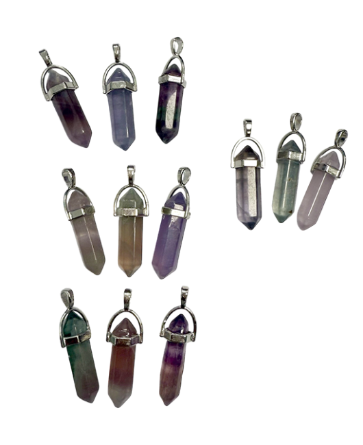 Pendentif Métal Pointe Fluorite A 42mm x3 chez Arabesk|fr