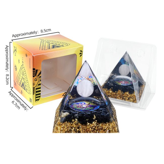 Orgonite Pyramide Quartz Rose & Obsidienne Noire Arbre de Vie chez Arabesk|fr