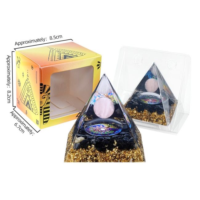 Orgonite Pyramide Quartz Rose & Obsidienne Noire Arbre de Vie chez Arabesk|fr