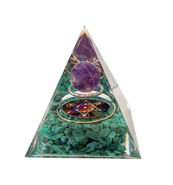 Orgonitpyramide Amethyst & Malachit Metatron