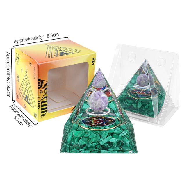 Orgonite Pyramide Amethyste & Malachite Métatron chez Arabesk|fr