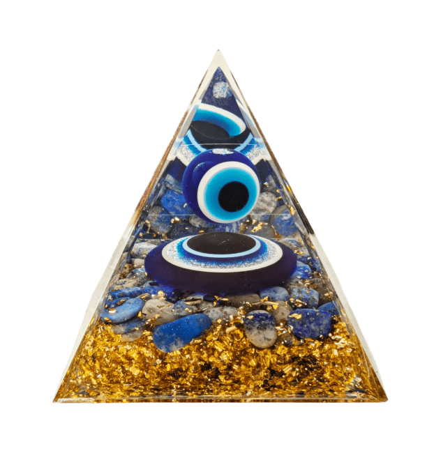 Orgonite Pyramide Mauvais Oeil & Lapis Lazuli chez Arabesk