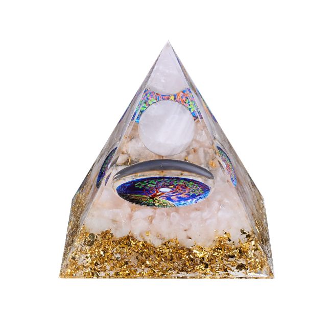 Orgonite Pyramide Quartz Rose Arbre de Vie