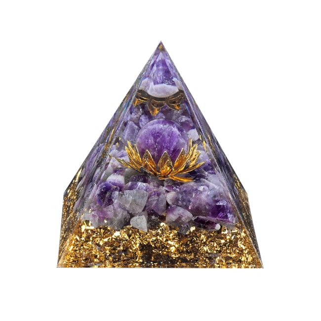 Orgonite Pyramide Amethyste Lotus chez Arabesk