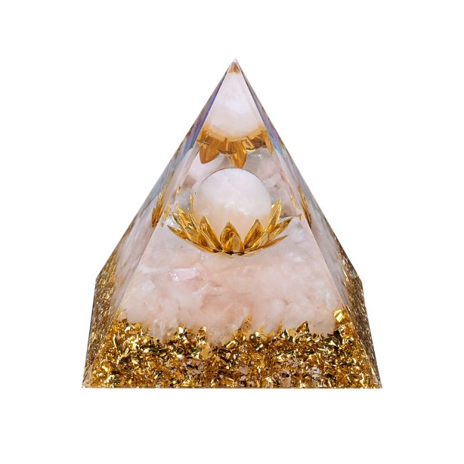 Orgonite Pyramide Quartz Rose Lotus chez Arabesk