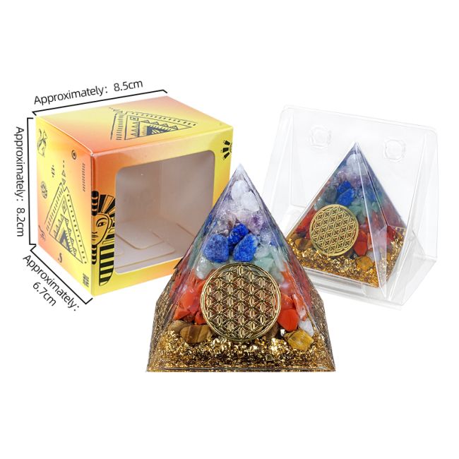 Orgonite Pyramide 7 Chakras Fleur de Vie chez Arabesk|fr