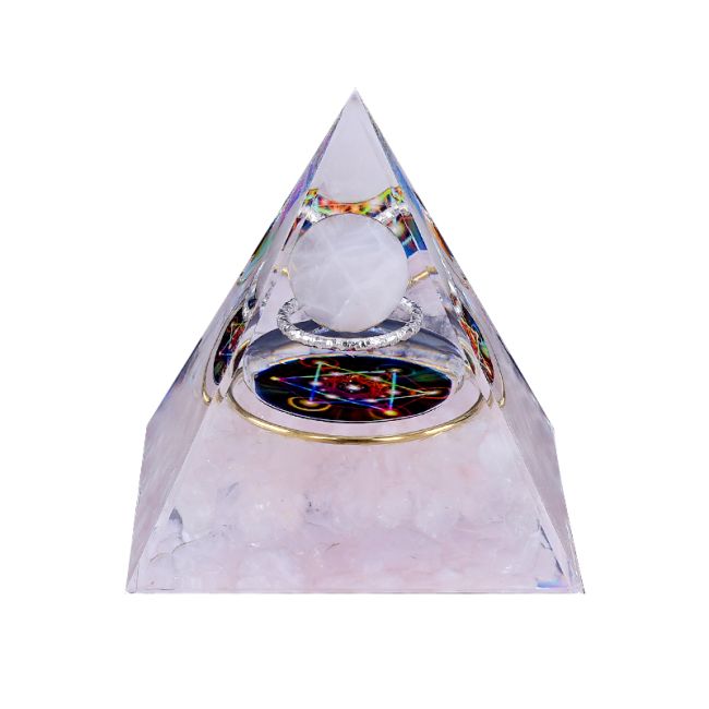 Orgonite Pyramide Quartz Rose Métatron chez Arabesk