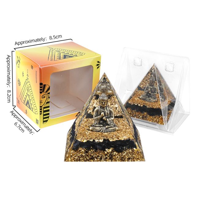 Orgonite Pyramide Buddha + Obsidienne Noire chez Arabesk|fr