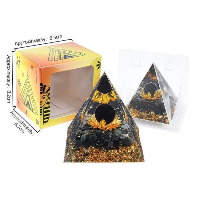 Orgonite Pyramide Obsidienne Noire Lotus chez Arabesk|fr