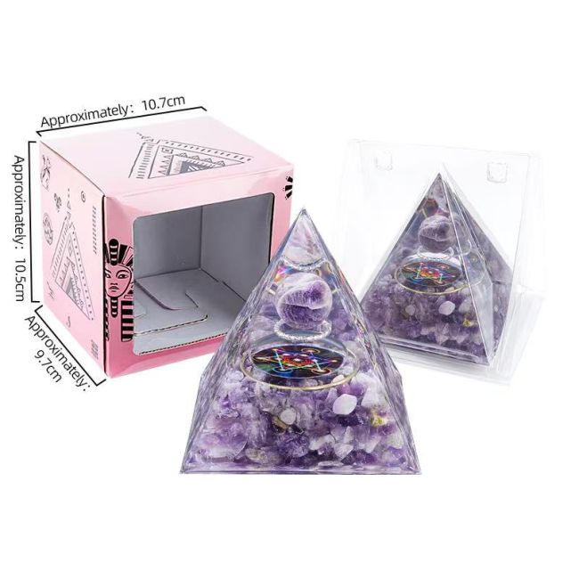 Orgonite Pyramide Amethyste Métatron 8cm chez Arabesk|fr