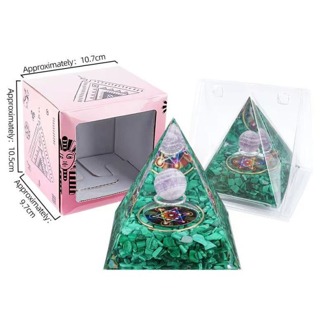 Orgonite Pyramide Amethyste & Malachite Métatron 8cm chez Arabesk|fr