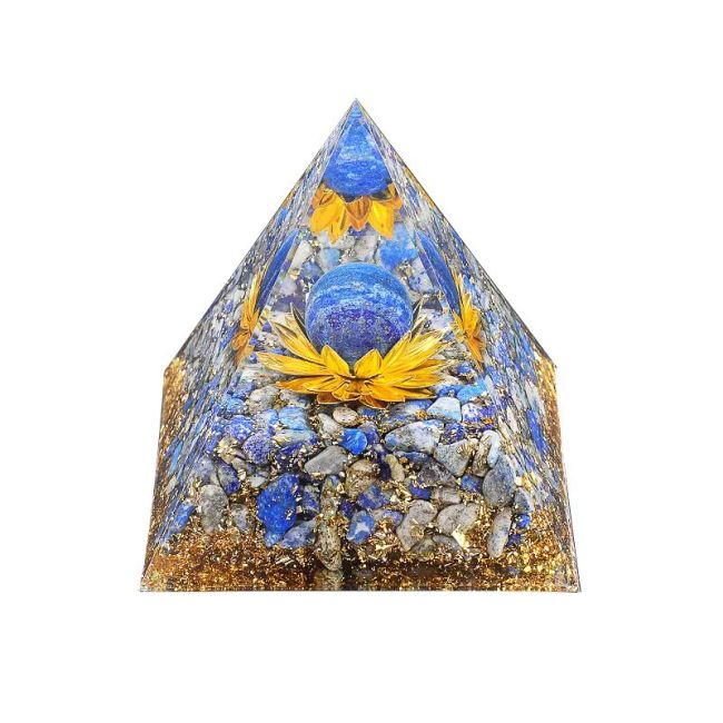 Orgonite Pyramide Lapis Lazuli Lotus 8cm
