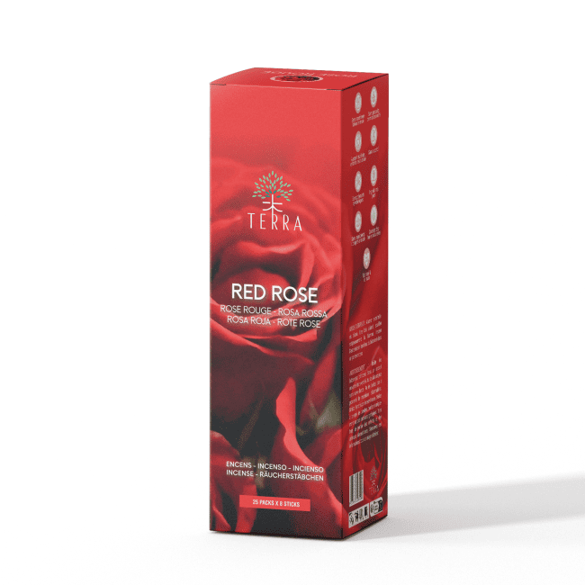Encens Terra Rose Rouge  sans charbon 12grs chez Arabesk