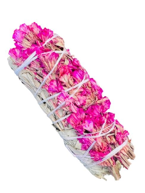Sauge blanche Californie, fleurs de Statice Sinuata rose