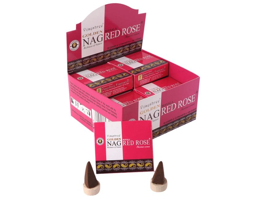 Encens Vijayshree Golden Nag Rose Rouge cones