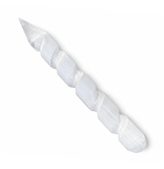 Bâton de Massage Spiralé en Sélénite 15cm 70g
