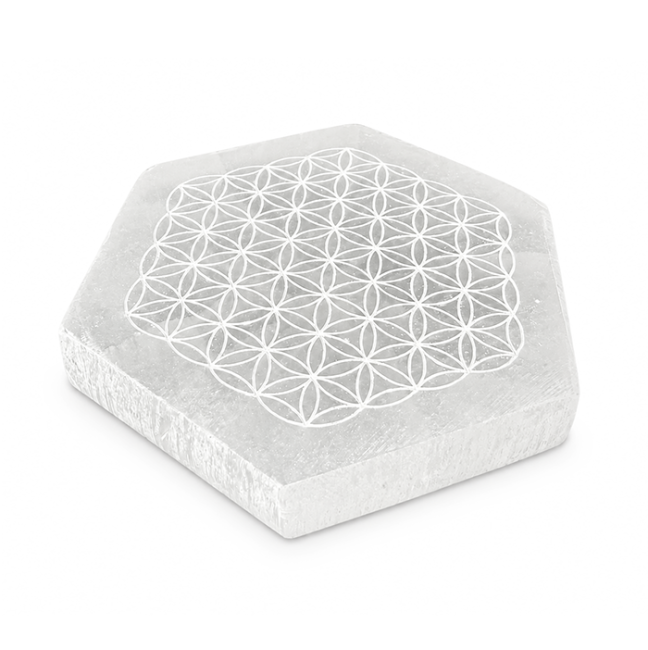 Plaque Hexagonale en Sélénite Fleur de Vie 11cm 125g