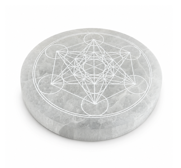 Plaque Circulaire en Sélénite Métatron 14cm 550g chez Arabesk|fr