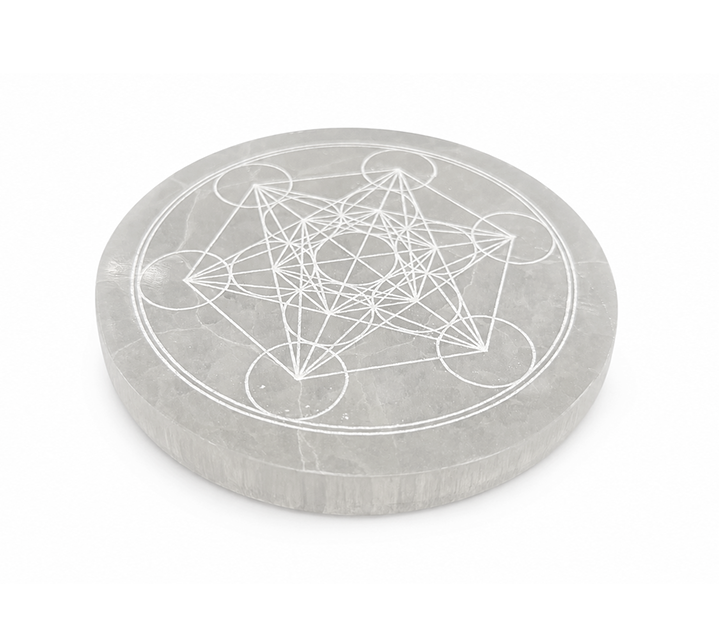 Plaque Circulaire en Sélénite Métatron 14cm 550g chez Arabesk