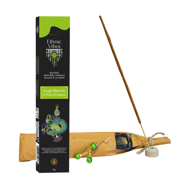 Encens Fragrances & Sens Ethnic Vibes Sauge Blanche & Foin d'Odeur masala 15g chez Arabesk|fr