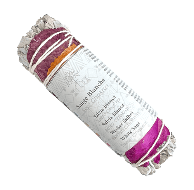 Sauge blanche californie & Pétales de Rose 7 Chakras fagot 25-30g 10cm chez Arabesk