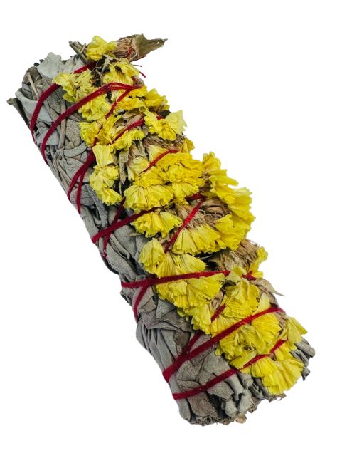Sauge blanche Californie, fleurs de Statice Sinuata jaune