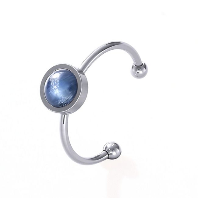 Bague Cyanite Bleue – acier inoxydable argenté