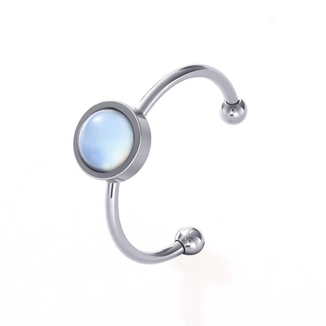 Bague Aigue Marine – acier inoxydable argenté