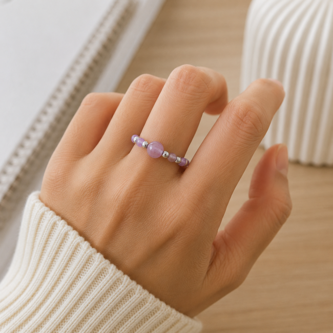 Bague Perles Argentées Améthyste chez Arabesk|fr