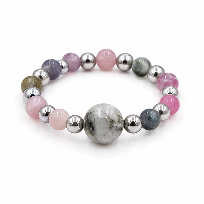 Bague Perles Argentées Tourmaline Multicolore chez Arabesk