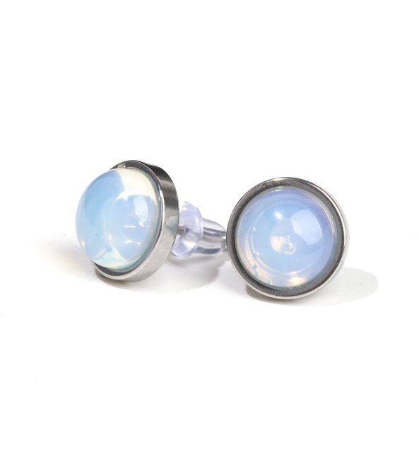 Boucles d'Oreilles Ronde en Acier Inoxydable Opalite A stud 10mm