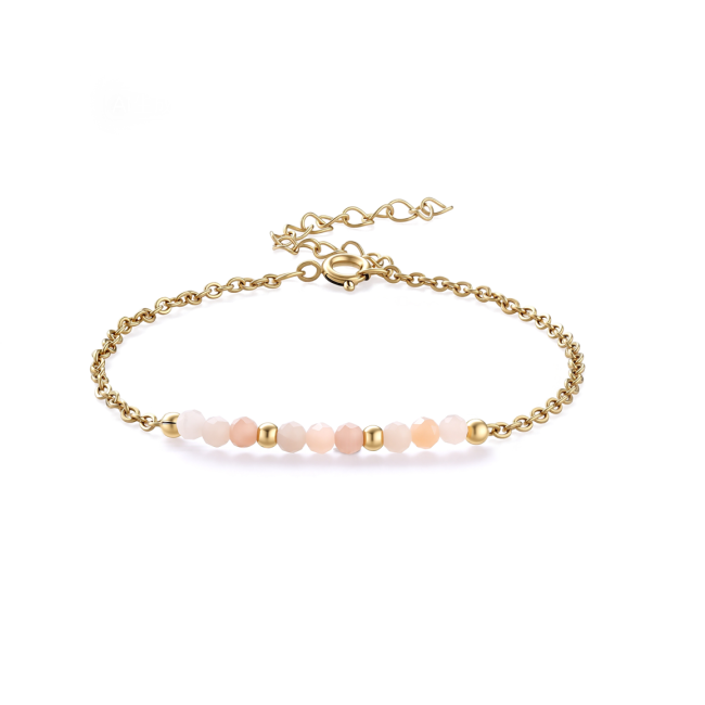 Bracelet Pierre de Lune Rose facettée – acier inoxydable