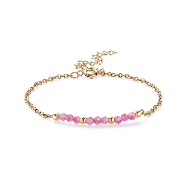 Bracelet Calcedoine Rose Facettée – acier inoxydable