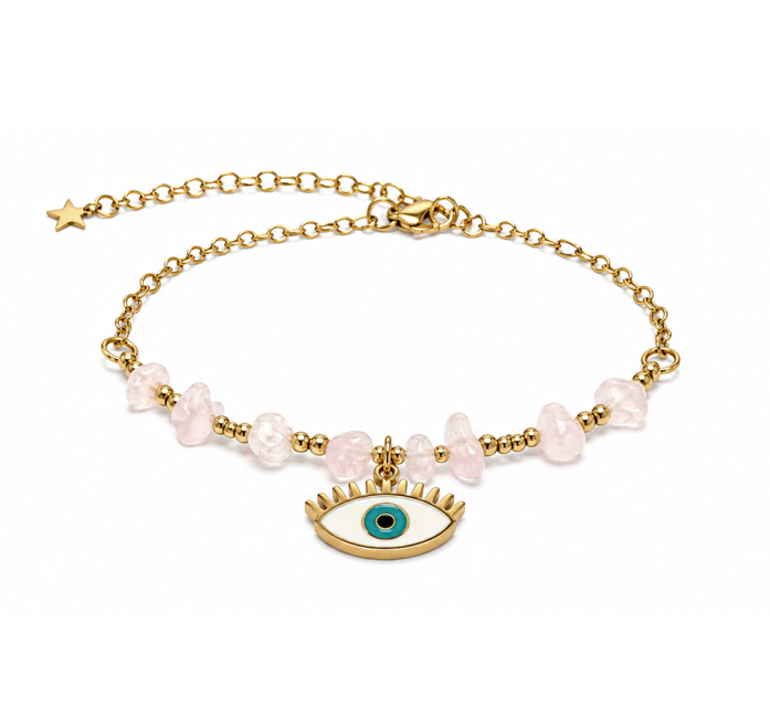 Bracelet Protection en Quartz Rose A – Mauvais Œil