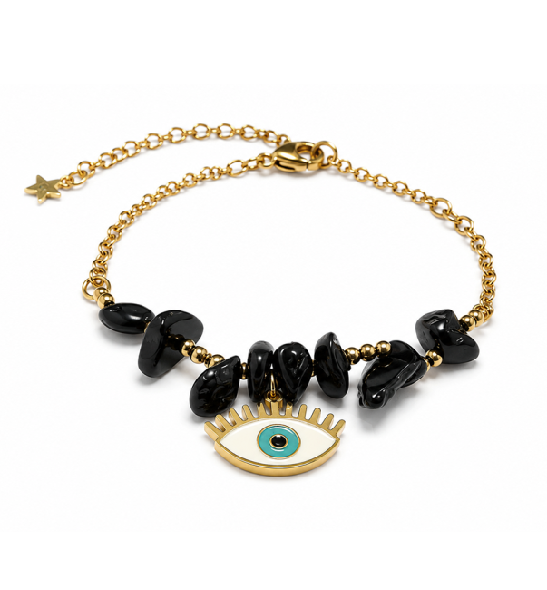 Bracelet Protection en Tourmaline Noire A – Mauvais Œil chez Arabesk|fr