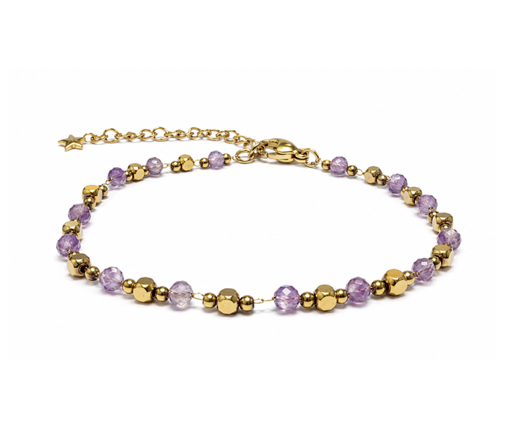 Bracelet Énergie en Améthyste A – Perles Dorées