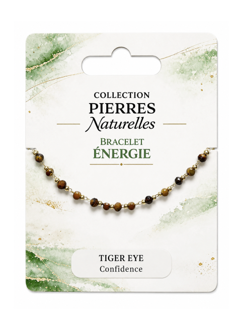Bracelet Énergie en Œil de Tigre – Perles Dorées chez Arabesk