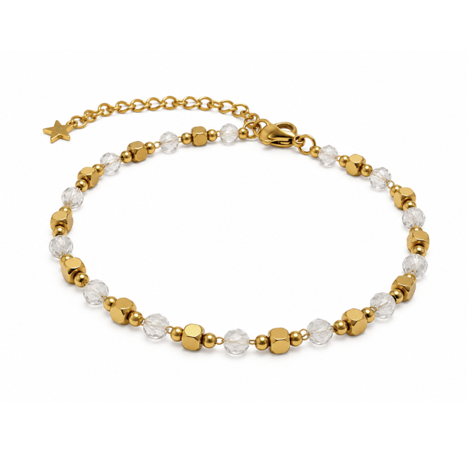 Bracelet Énergie en Cristal de Roche AA – Perles Dorées chez Arabesk|fr