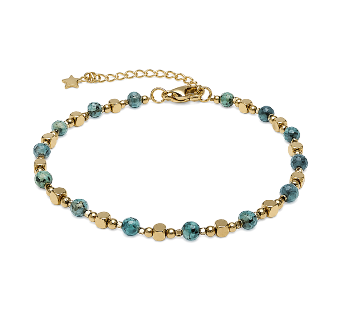 Bracelet Énergie en Turquoise d’Afrique A – Perles Dorées