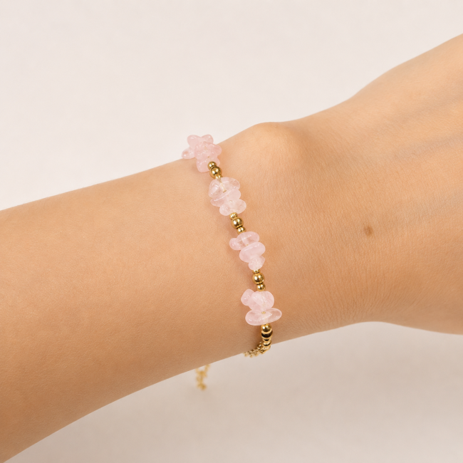 Bracelet Énergie en Quartz Rose A – Éclats de Pierre