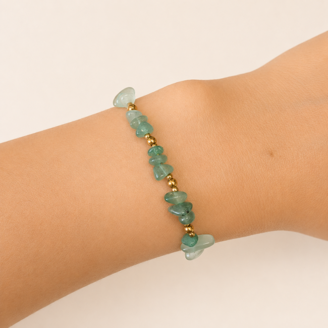 Bracelet Énergie en Aventurine Verte A – Éclats de Pierre chez Arabesk