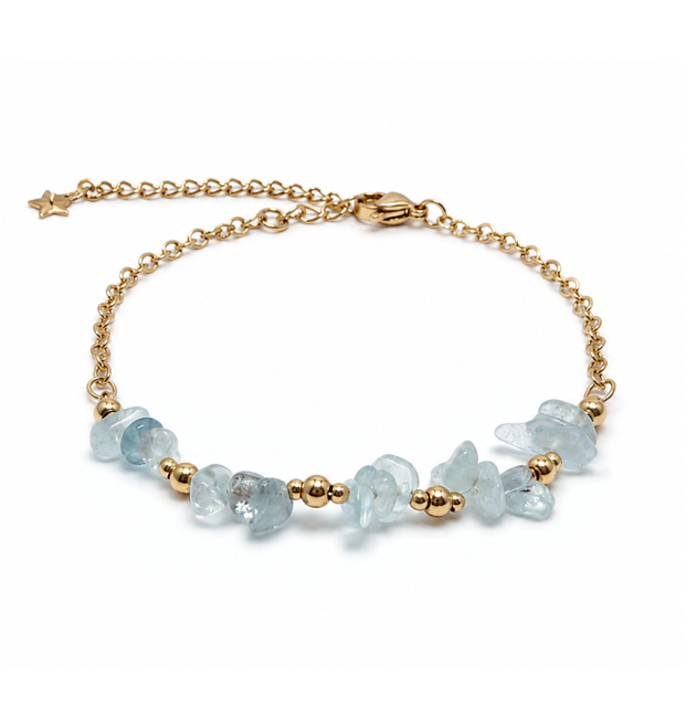 Bracelet Énergie en Aigue-Marine A+ – Éclats de Pierre chez Arabesk|fr
