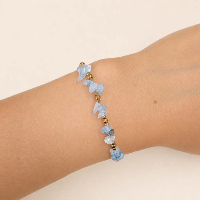 Bracelet Énergie en Aigue-Marine A+ – Éclats de Pierre chez Arabesk