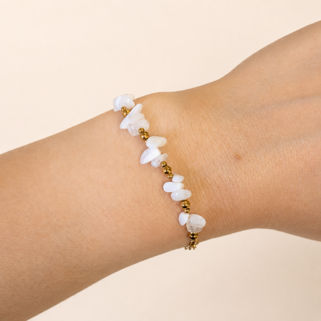 Bracelet Énergie en Pierre de Lune Blanche A – Éclats de Pierre
