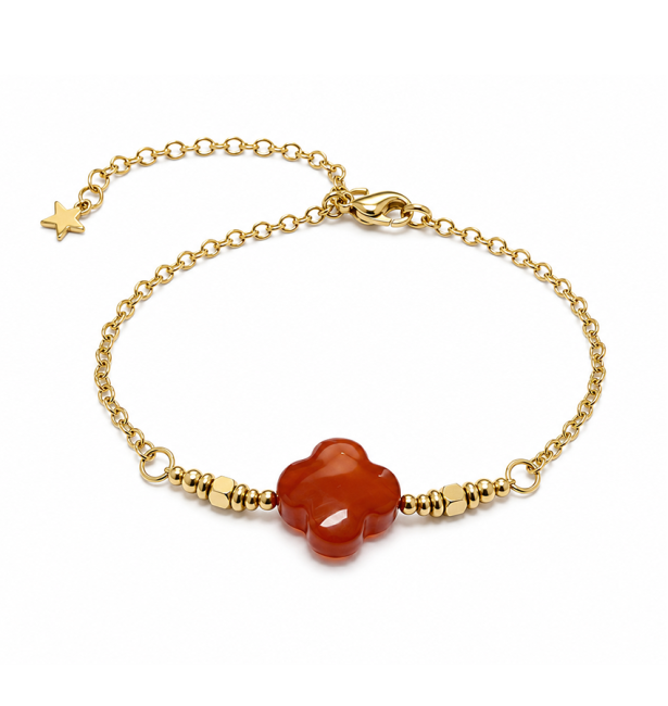 Bracelet Chance en Cornaline A – Trèfle chez Arabesk|fr