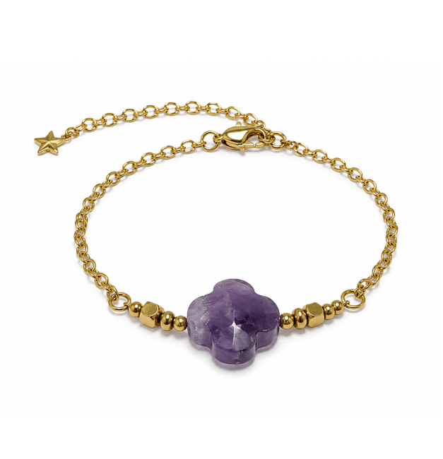 Bracelet Chance en Améthyste A – Trèfle chez Arabesk|fr